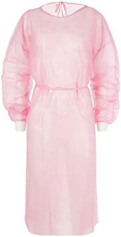 Nobres Tamanho universal Os vestidos de isolamento descartáveis ​​rosa - vestido livre de látex é