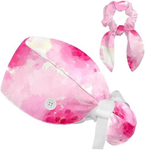 Capas de limpeza ajustáveis, tampa de cabelo rosa com flores de flor com cor de cabelo com bolsa de rabo