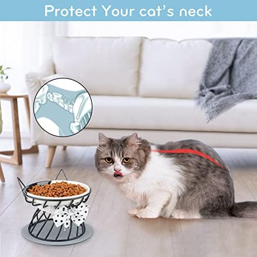 Tigelas de cerâmica de gato elevado Dorakitten: tigela de comida de gato elevada, suporte fofo