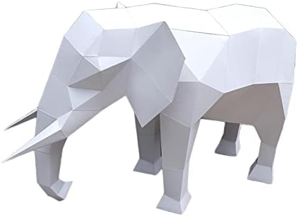 Libwx Elephant Shape Paper Creative Escultura de papel Diy modelo geométrico Origami Puzzle 3d Paper Trophy Handmade
