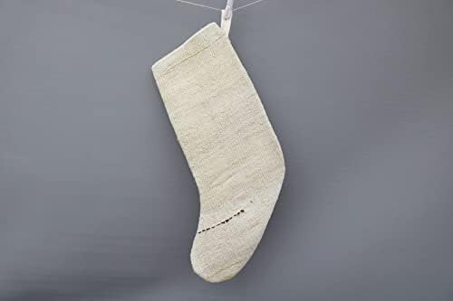 Sarikaya Pillow Gift Stocking Christmas, meia bege, meias de natal de cânhamo, meia Kilim, meia Santa