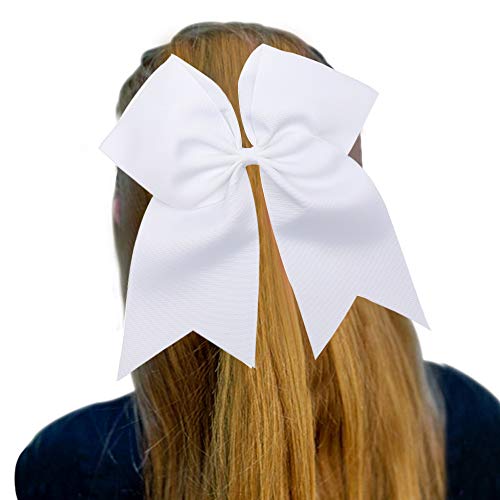 CN 10pcs 8 Cheer Hair Bows grande portador de cavalo branco grande garotas elásticas laços artesanais para líderes