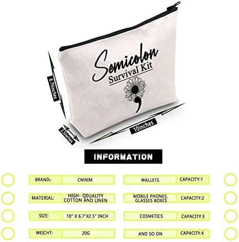 CMNIM Semicolon Inspirational Gift Semicolon Survival Bag Kit para depressão suicídio de conscientização