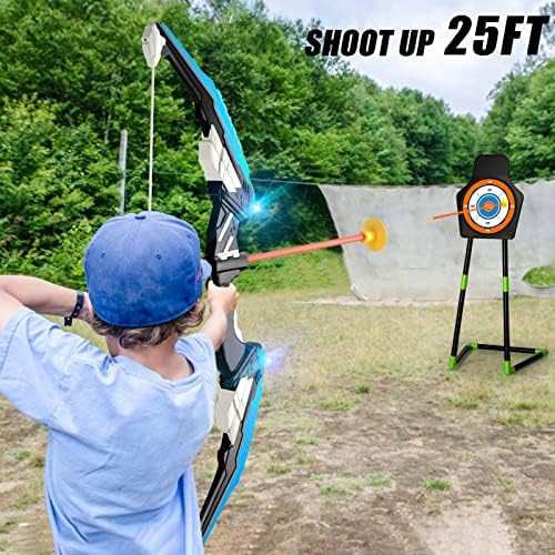 Arco e flecha para crianças meninos 4-6 8-12, Kids Arco e flecha com LED leve Inclui 10 flechas