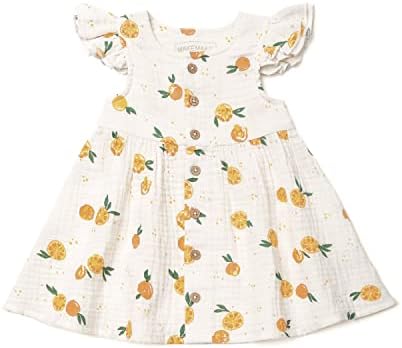 Mankemake Organics Organic Cotton Baby Dress Dress Girls Flutter Dress Dress Dress Muslin Summer