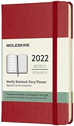 Moleskine DHF212WN2Y22 Notebook semanal do diário, começa em janeiro de 2022, 12 meses, capa dura, tamanho