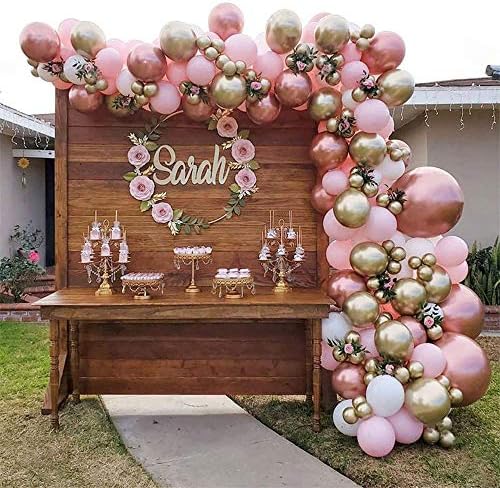138pcs Balões rosa Kit Arch Kit Shiny Metallic Rose Gold & Chrome Gold Latex Balões Perfeito para Festa