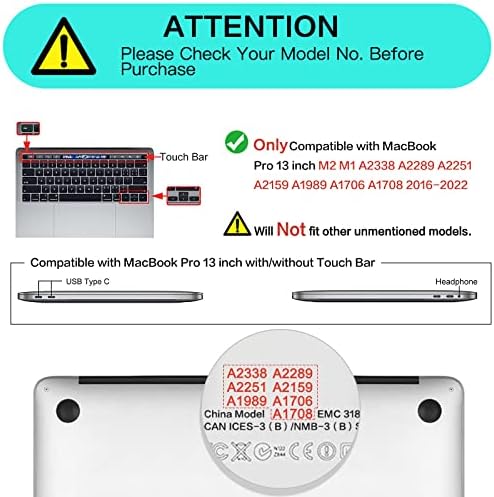 Mosis Plastic Watercolor Marble Caso dura e capa de laptop vertical e capa do teclado e protetor de tela e