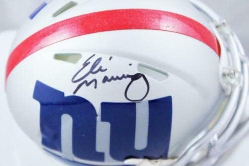Eli Manning assinou o New York Giants AMP Speed ​​Mini Capacete - Fanáticos Auth *Black - Mini capacetes