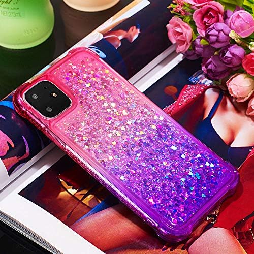 iPhone 11 Case com protetor de tela para garotas Mulheres, iPhone 11 Glitter Bling Flowing Quicksand Caso
