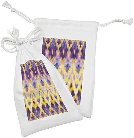 Conjunto de bolsas de tecido de Ambesonne ikat de 2, Ikat Pattern Tinging Efeito Ilustração Resistência