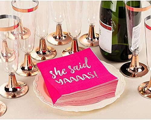 Abastecimento de festa de despedida de solteira, guardanapos de papel rosa quente