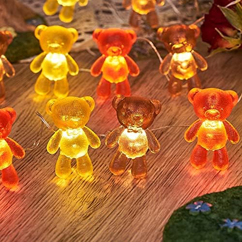 Teddy Bear Decorative Fairy String Lights Cute Bear Decor Gifts For Kids Girls Mulher Mulher 8,5 pés 20Leds Bateria