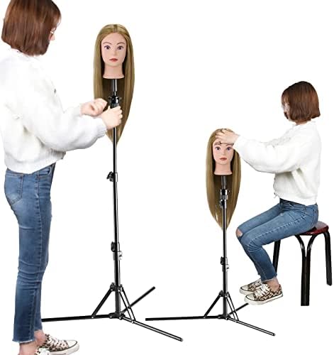 AIMEI Mannequin Head Stand, Tripé dobrável da peruca, suporte de peruca ajustável de metal com o conjunto
