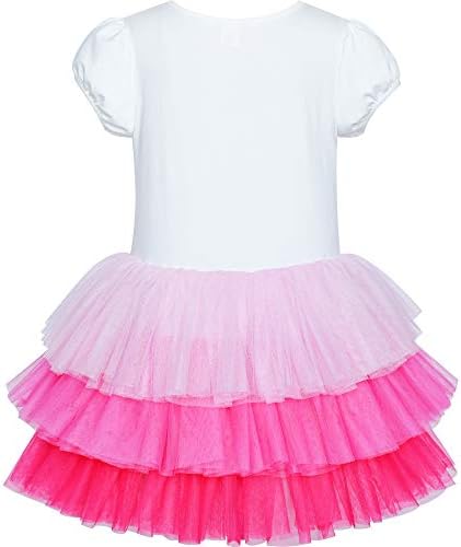 Vestido de garotas rosa tutu unicórnio de dança de camada de saia de balé festa de aniversário 3-7