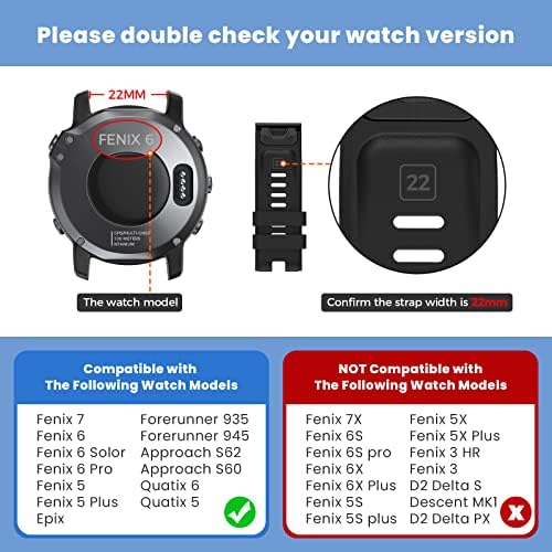 Notocity 22mm Silicone Watch Bands para Fenix ​​7/Fenix ​​6/Fenix ​​5/Fenix ​​5 Plus/Fenix ​​6 Pro