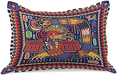 Cobertura de travesseira de malha mexicana lunarável, padrão de cultura Padrão de arte colorida abstrata cobra