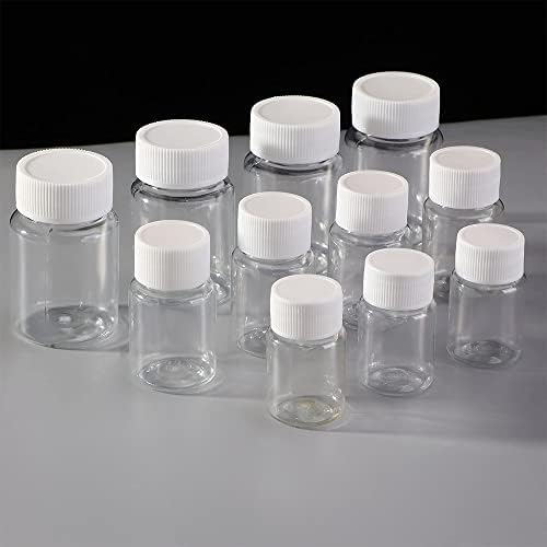 Casos de pílula clara de plástico portátil garrafas de vedação vazia, recipiente de caixa organizadora de medicamentos