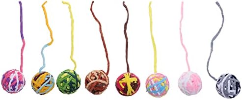Ultechnovo 8pcs Toys de sino de gato Toys decorativos Toys de fios de lã Bolas coloridas para gatinho brinquedo