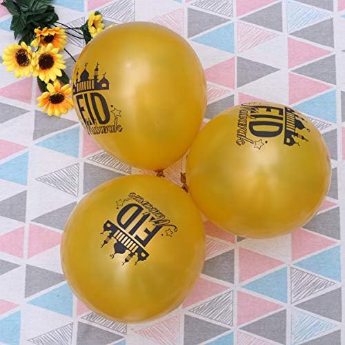 Balões de látex de Stobok Eid Mubarak, decoração islâmica de balão Eid Gold de 12 polegadas para Eid Al Fitr e