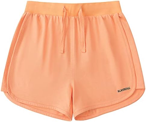 Alavking Girls Cotton Shorts Athletic Runks com shorts de treino elástico da cintura para meninas tamanho 3-12