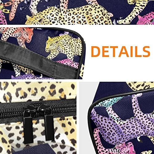 Saco de maquiagem pequeno, organizador cosmético da bolsa com zíper para mulheres e meninas, animal de leopardo colorido