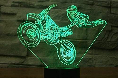 Jinnwell 3D Motocross Dirt Bike Motorcycle Night Lâmpada leve ilusão 7 Cores Alteração do toque Touch