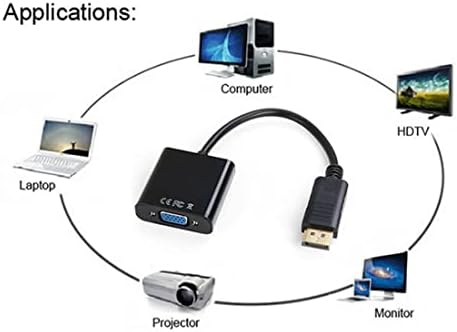 Chenyang Cy DP para VGA Adaptador, DP DisplayPort Male para VGA Feminino Monitor Display Adaptador de cabo Converter