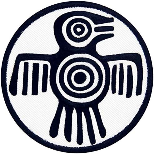 Símbolo asteca de força de potência e coragem de apliques bordados em costura no emblema