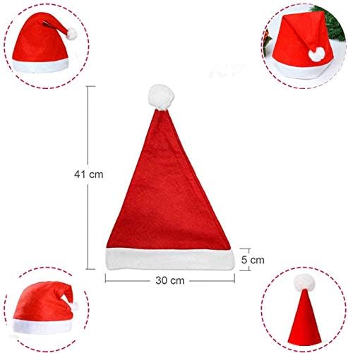 Goming 12 pacote de chapéu vermelho de santa curto com punhos brancos chapéu de chapéu de natal não tecido