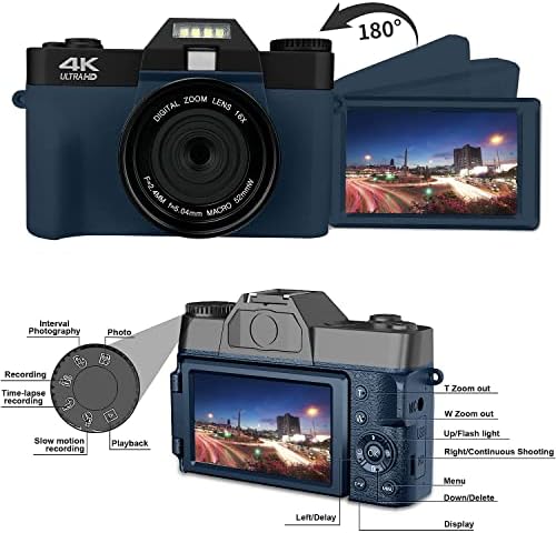 Câmera de kit de câmera digital EDEALZ 4K 48MP Photography Vlogging para YouTube com tela flip, wifi, lente