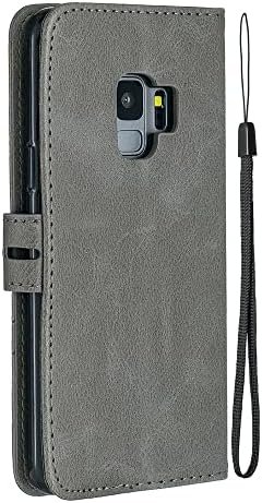 Bichong Compatível com a caixa da carteira Samsung Galaxy S9, caixa de fólio sólida de couro Galaxy S9