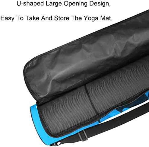 Transportador de saco de tapete de ioga com alça de ombro ajustável, azul e BLACE Birds-01, 6.7x33.9in/17x86 cm