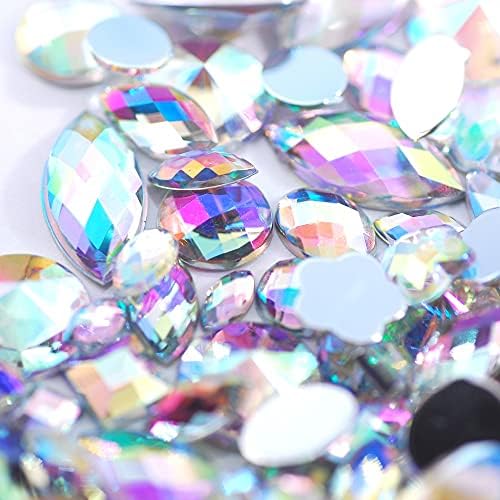 14 Cores da unha Gems Crystal Clear AB strassões misturados StransS de acrílico para decorações de arte de
