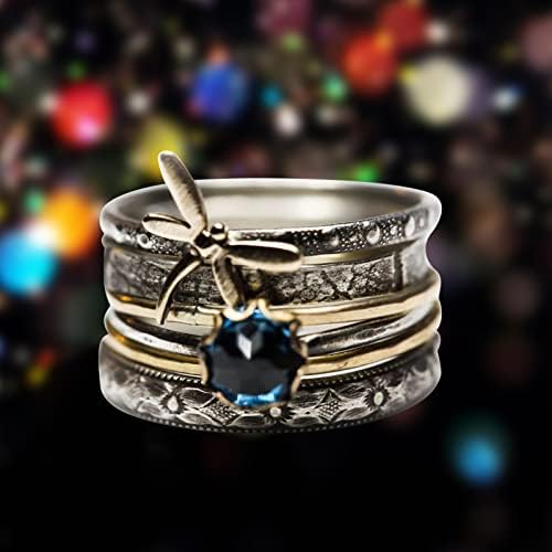 Fashion Vintage Ladies noivado Aniversário de casamento Ring Jewelry Gifts Ring Anel