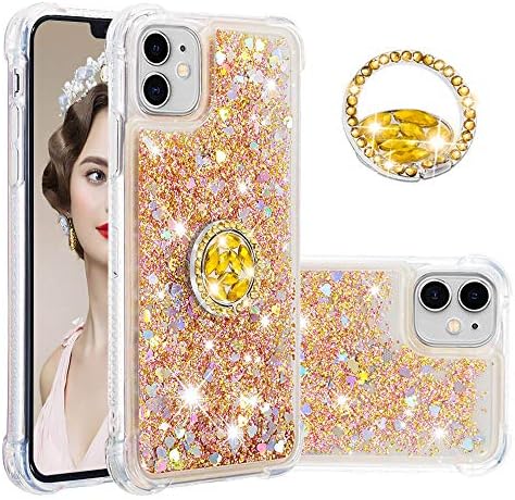 Caso do iPhone 11, dooge Luxury Diamond Glitter Bling Crystal Case para mulheres meninas de proteção contra proteção contra o corpo com o suporte de kickstand de dedo embutido para a Apple iphone 11 6,1 polegadas 2019