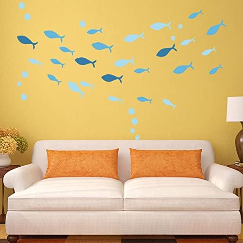 Desenho animado peixes azuis adesivos de parede estilo berçário quarto infantil quarto de jardim de infância