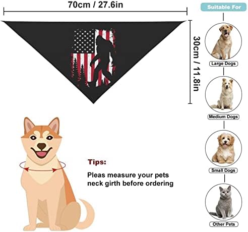 Bigfoot e American Flag Dog Bandana Lenço de estimação lavável Lenço de triângulo fofo para gatos de cachorro