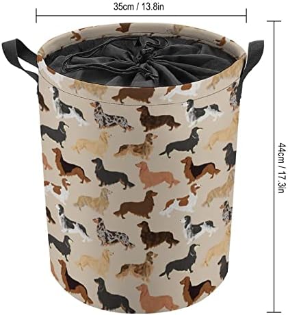 Dachshunds Pet Dog Round Roundry Saco de armazenamento à prova d'água com tampa de cordão e alça