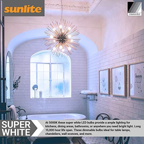 Sunlite 80789-Su LED G16.5 G16 1/2 Lâmpada de Globo de estilo de filamento, 5 watts, 500 lúmens, diminuição,