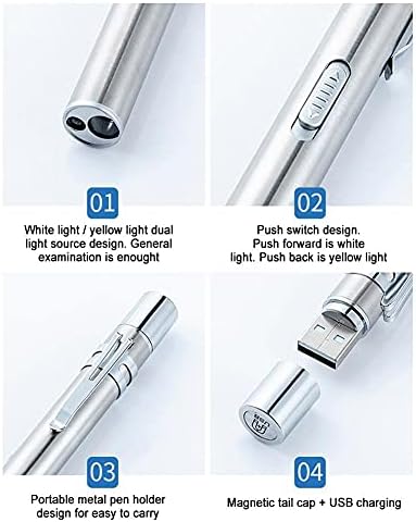 NLXJM USB recarregável a mão de caneta manual mini lanterna de enfermagem Lâmpada de tocha de lanterna com lanterna