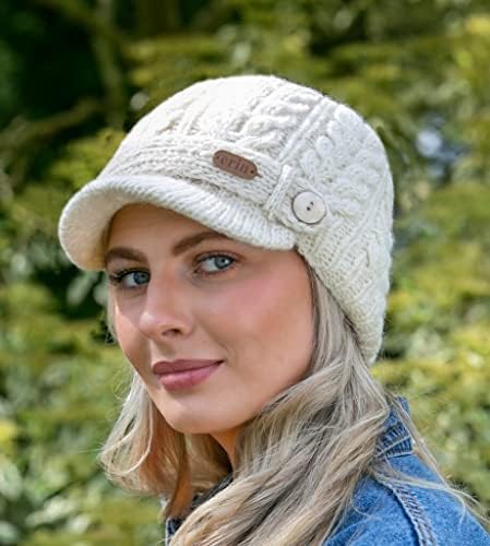 Captura de pico de lã, chapéu de lã irlandesa, natural, um tamanho único se encaixa em todos