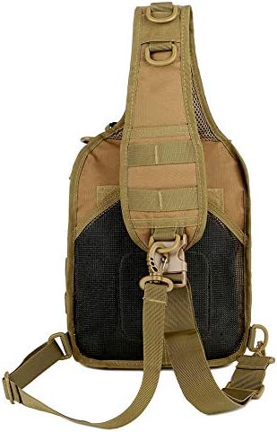 QT & QY Saco de estilingue tático para homens Pequeno mochila de ombro militar de rover EDC Pacote de peito Molle