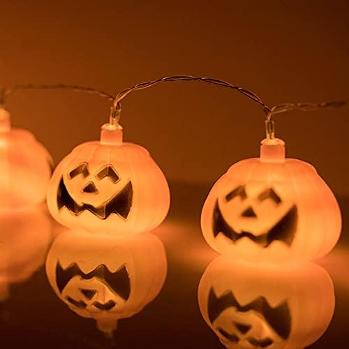 WSJQB Decorações de Halloween Luzes de abóbora, 9,8 pés 30 Bateria LED Operou Luzes de Halloween Orange,