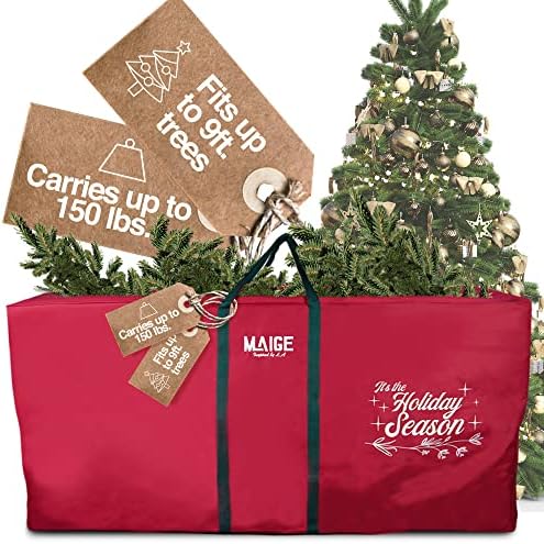Maige Christmas Tree Storage Bag | Se encaixa em até 9 pés árvore | Detém mais de 150 libras | Feito de 600D PolySeter