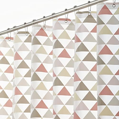 Mdesign Decorative Triangle Print - Propertável, forro de cortina de chuveiro de peva pesado, para chuveiros, barracas e banheiras - 72 x 72 - rosa