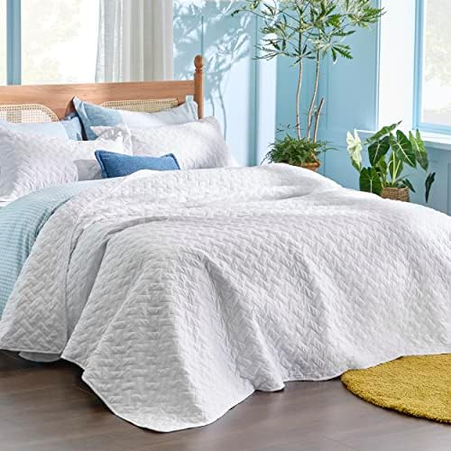 Bedsure King Size Quilt Conjunto - Lightweight Summer Quilt King - White Tampeads King Size -