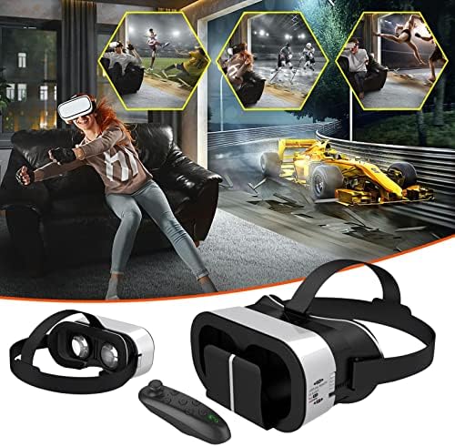 3D VR Virtual Reality Glasses para telefones celulares com óculos adequados para filmes com controle remoto,