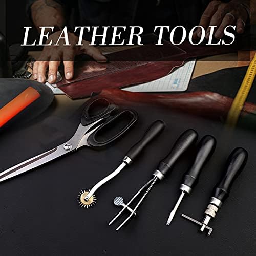 Kit de ferramentas de couro de 328pcs, kit de couro com manual, ferramentas de trabalho e suprimentos de couro,