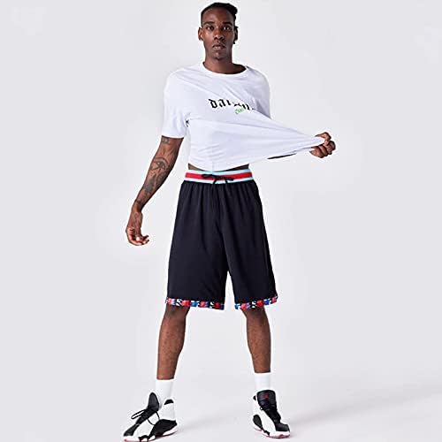 Shorts de basquete Auyz para homens preto e branco leves atléticos de corrida shorts com bolsos